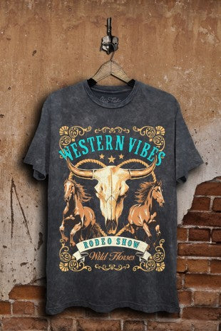 Western Vibes Rodeo Show Graphic Top Lotus Fashion