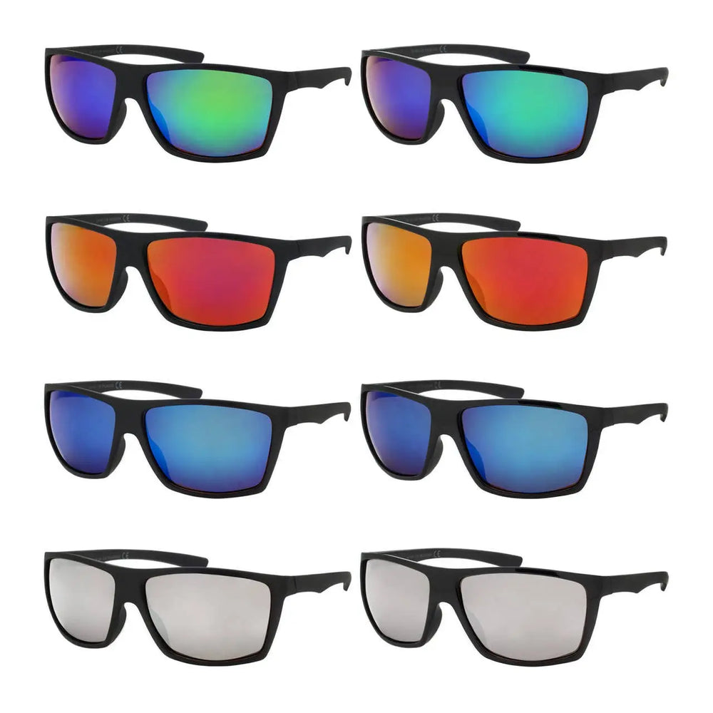 Mens Polarized Color Mirror Sunglasses Wrap Style Fish Activ Shark Eyes, Inc