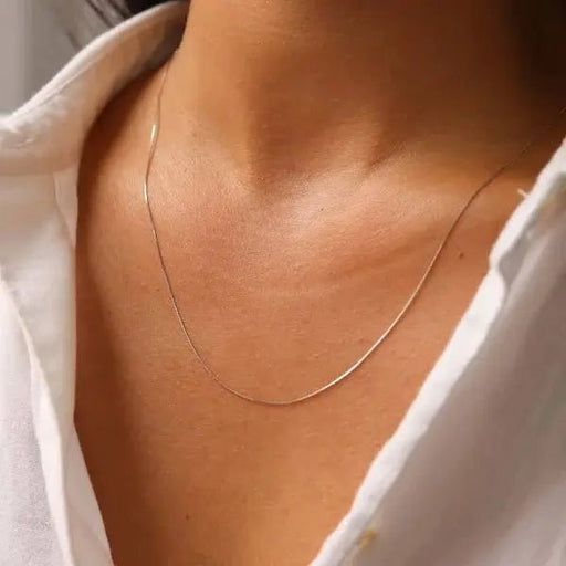 0.6mm Box Chain 10k White Gold - LECCE