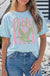Light Blue Lucky Duck Print Casual Round Neck T Shirt Dear lover