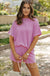 Phalaenopsis Ribbed Textured Knit Loose Fit Tee and Shorts Set