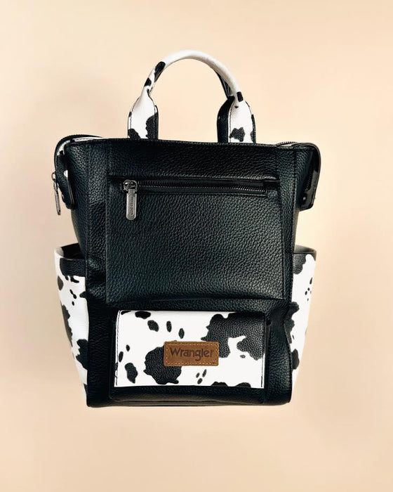 Wrangler Black & White Cow Print Mini Backpack