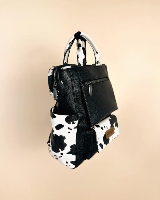 Wrangler Black & White Cow Print Mini Backpack