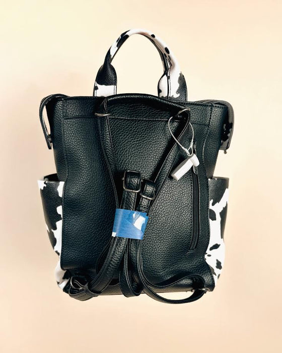 Wrangler Black & White Cow Print Mini Backpack