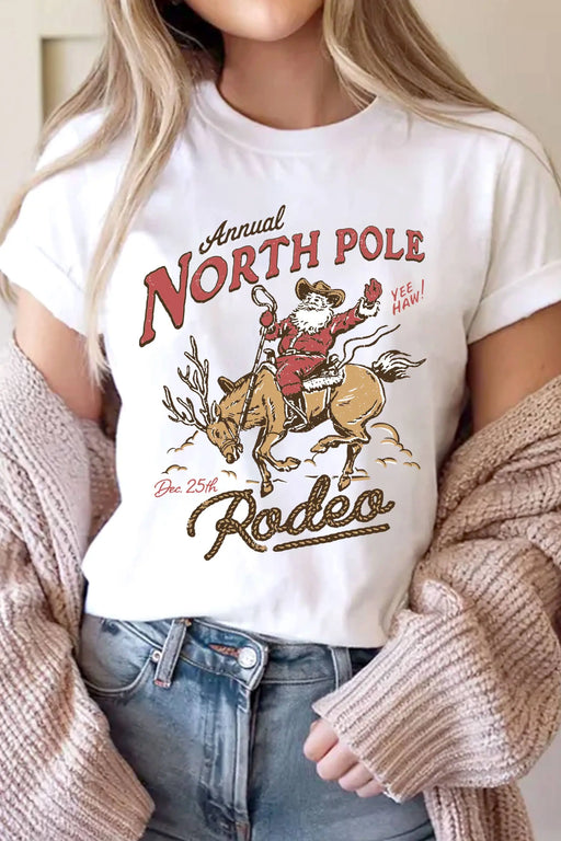 North Pole Rodeo Santa Tops Rustee Clothing