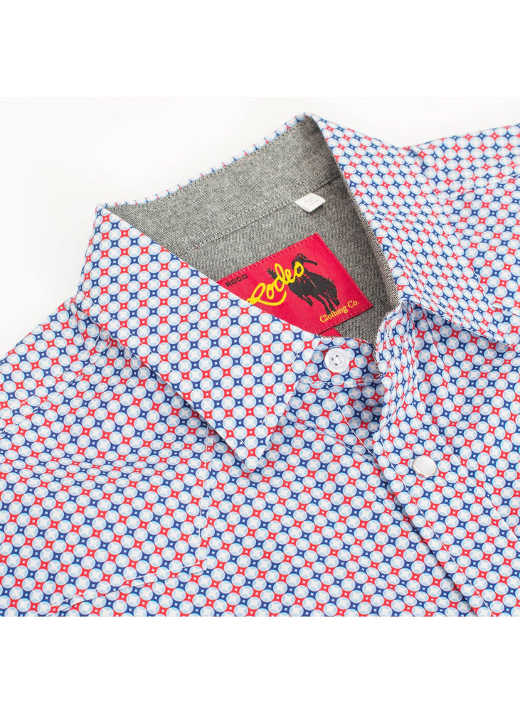 Men's Short Sleeve Pearl Snap Print Shirt-PS100S-1102 Rodeo Clothing