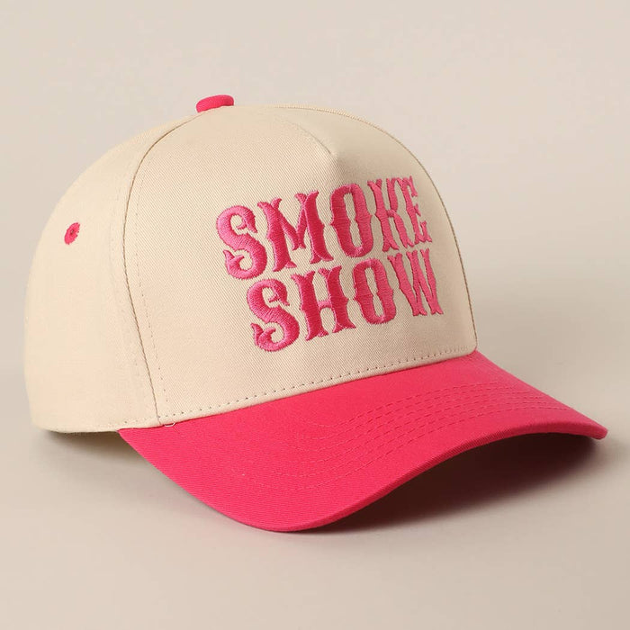 SMOKE SHOW Typographic Embroidery Baseball Cap Fashion City