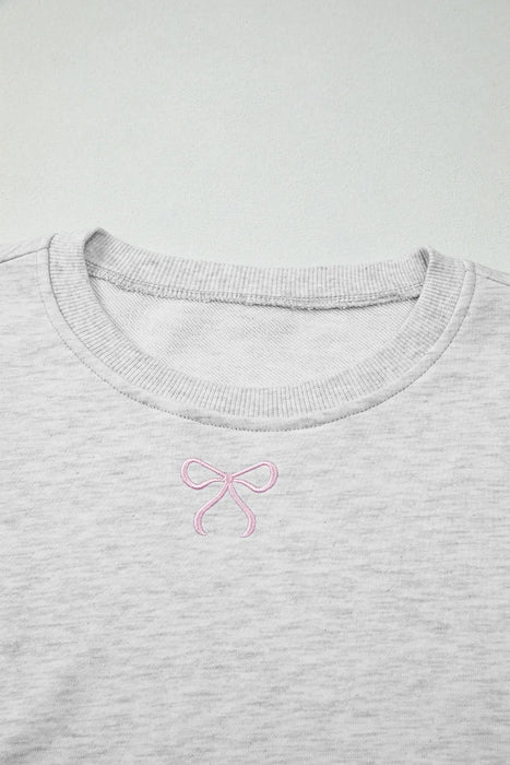 Girly Bow Embroidered Pullover & Short Set