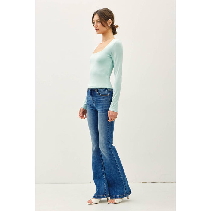 BASIC SQUARE NECK LONG SLEEVE TOP