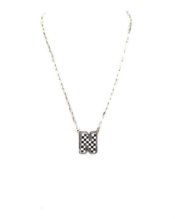 Checkered Bubble Initial Necklace Snowing West