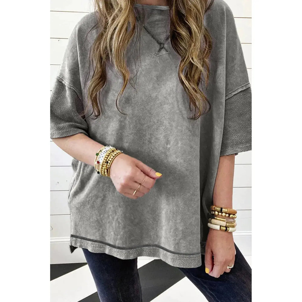 Philippine Gray Mineral Wash Exposed Seam Drop Shoulder Oversized Tee Dear lover