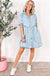 Beau Blue Mineral Wash Ruffled Short Sleeve Buttoned Denim Dress Dear lover