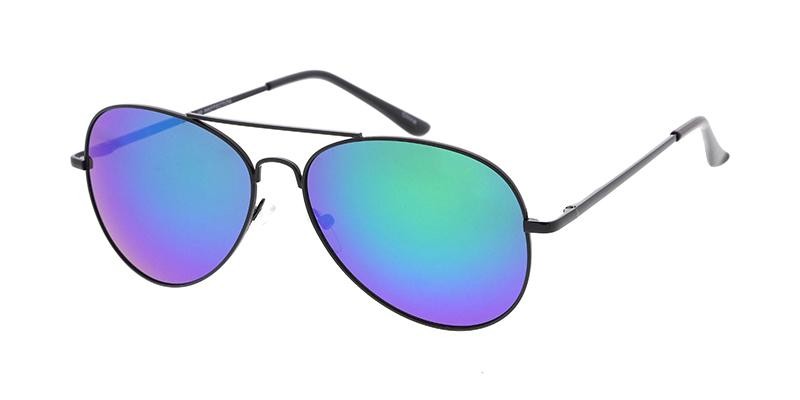 Aviator Black Frame Mirror Lens Sunglasses Yoomoo