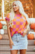 Strawberry Pink Colorblock Plaid Pattern Ribbed Trim Sweater Tank Top Dear lover