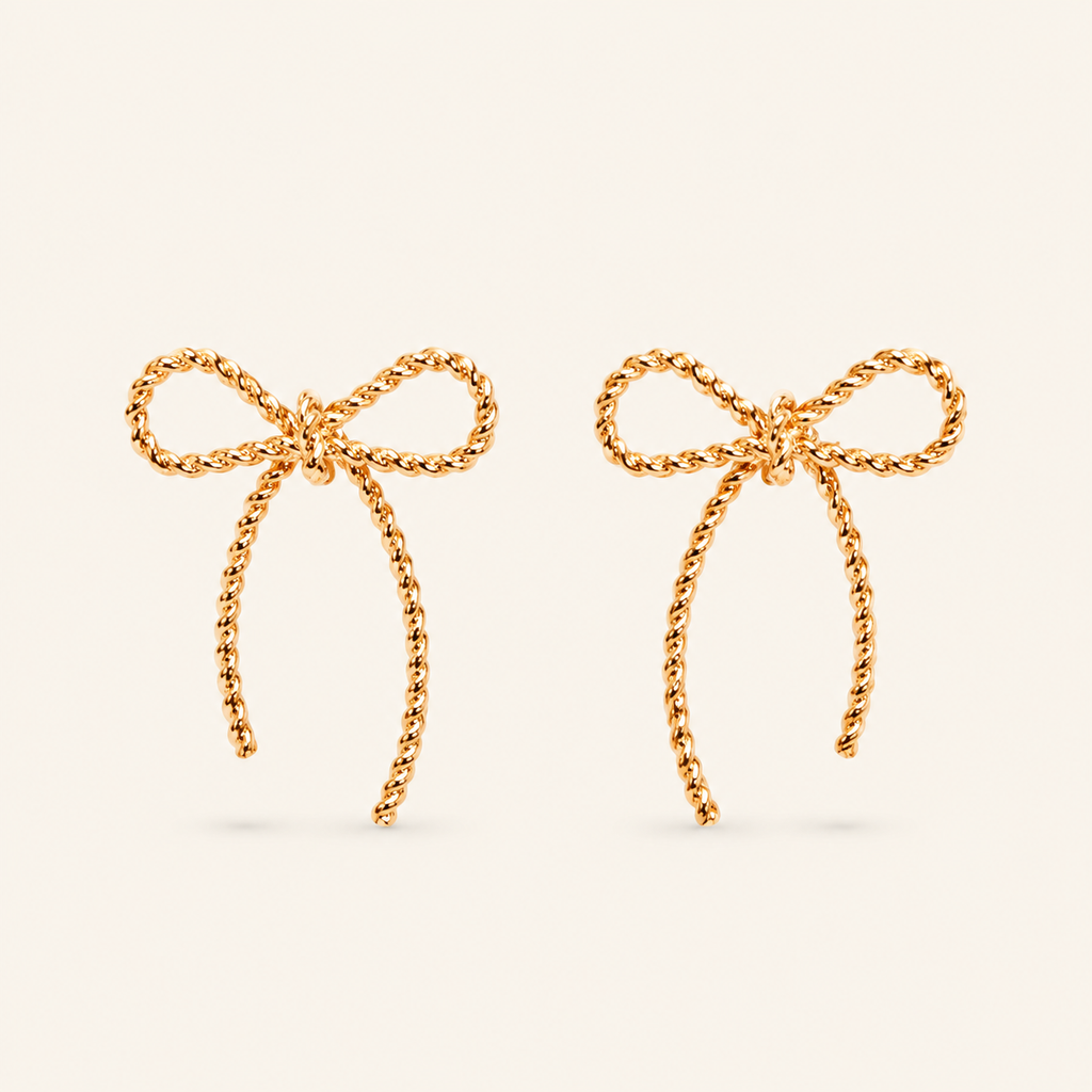 Rope Bow Design Stud Earrings