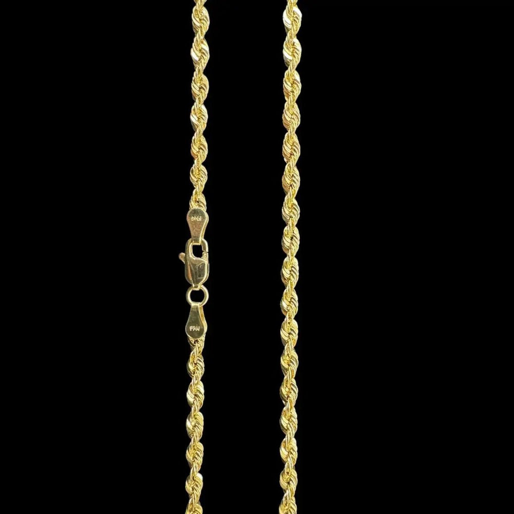 10KT Gold Rope Chain Necklace in Ultra Hollow - 3mm - LECCE