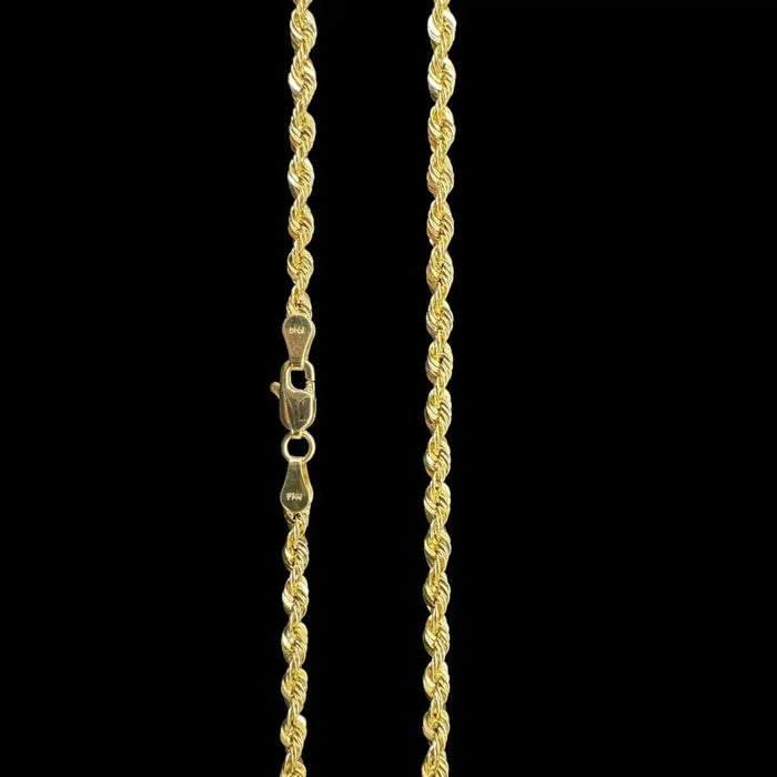 10KT Gold Rope Chain Necklace in Ultra Hollow - 3mm - LECCE