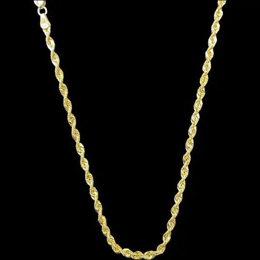 10KT Gold Rope Chain Necklace in Ultra Hollow - 3mm - LECCE