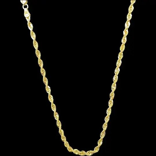 10KT Gold Rope Chain Necklace in Ultra Hollow - 3mm - LECCE