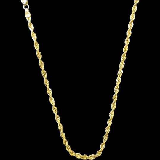 10KT Gold Rope Chain Necklace in Ultra Hollow -3mm