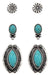 Set of silver and turquoise earrings on a white background
