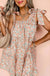 Orange Rose Floral Knotted Straps Tiered Babydoll Dress