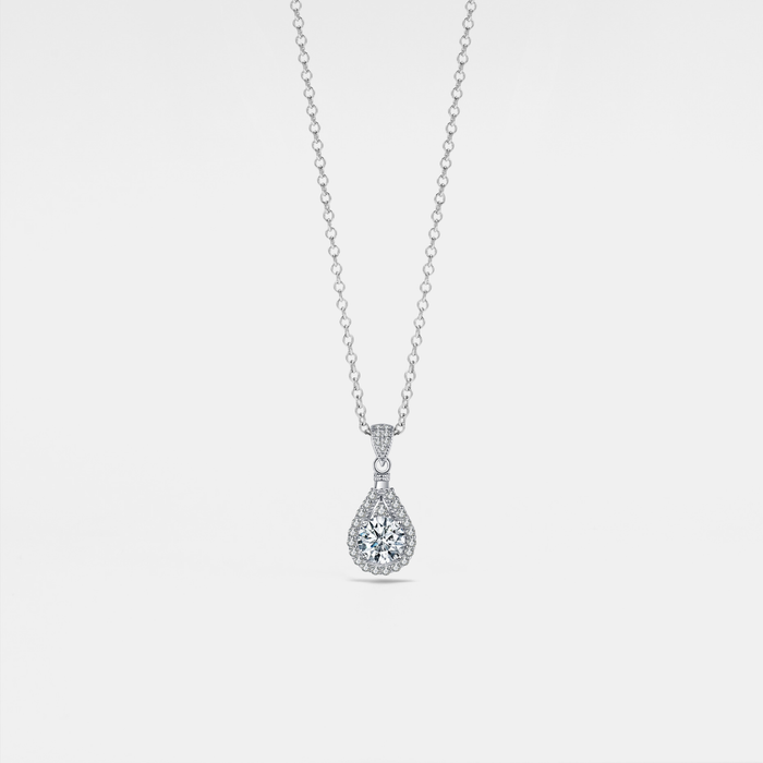 Sterling Silver Moissanite Teardrop Pendant Necklace