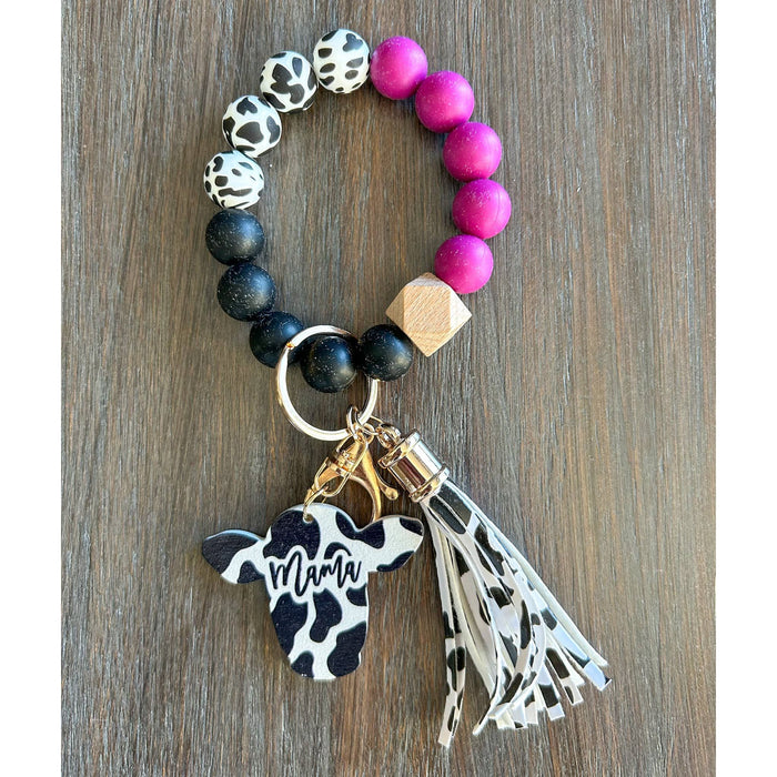 Cow Mama Keychain Wristlet