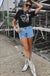 Black Howdy Western Cow Embroidered O Neck T Shirt Dear lover