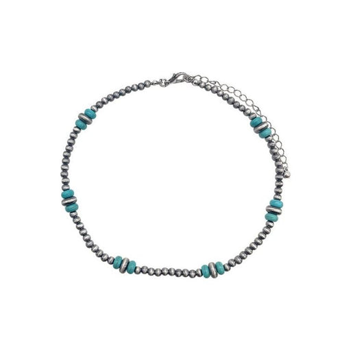 Western Navajo Pearl Bead Gemstone Choker Necklace