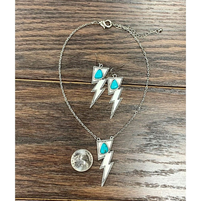 Bolt Turquoise Necklace Earrings Set