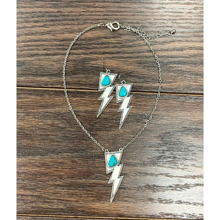 Bolt Turquoise Necklace Earrings Set