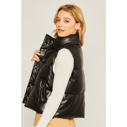 PU Faux Leather Padded Vest