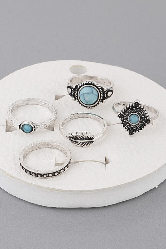 Antique Stone Rings Set H&D Accessories