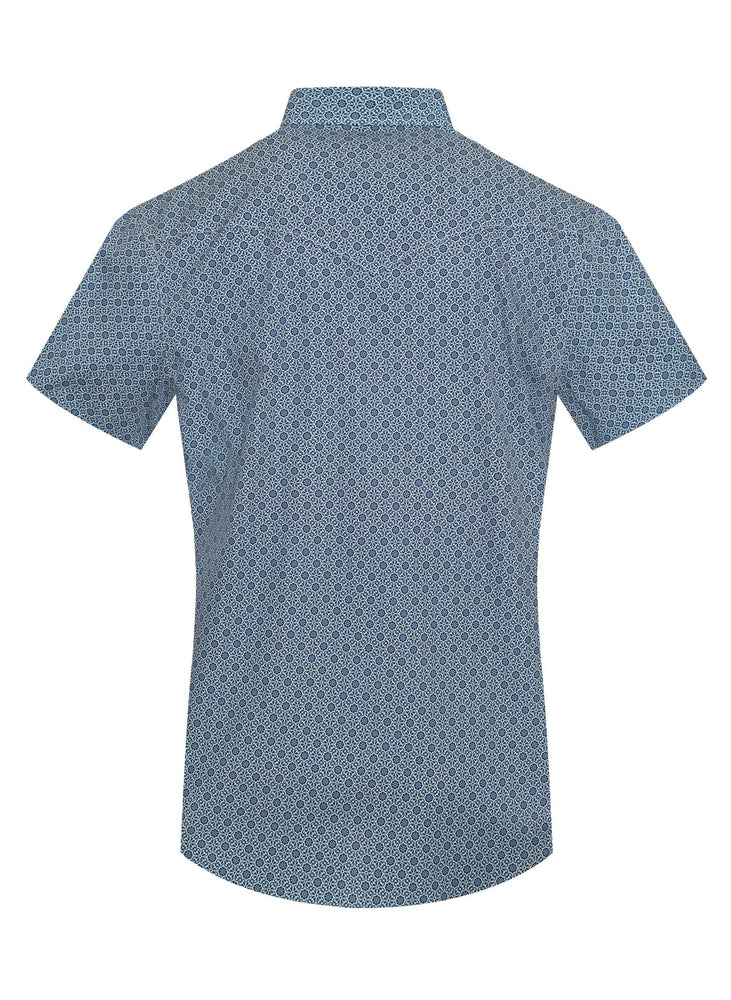 Men's Short Sleeve Pearl Snap Print Shirt-PS100S-1095 Rodeo Clothing