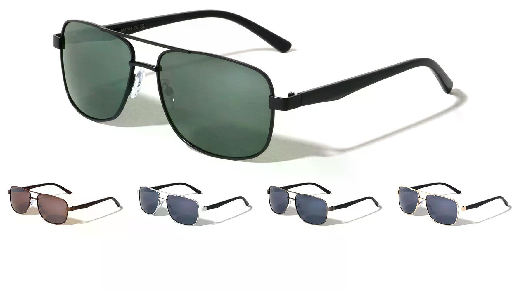 Modern Slim Frame Wide Rectangle Aviators Sunglasses Yoomoo
