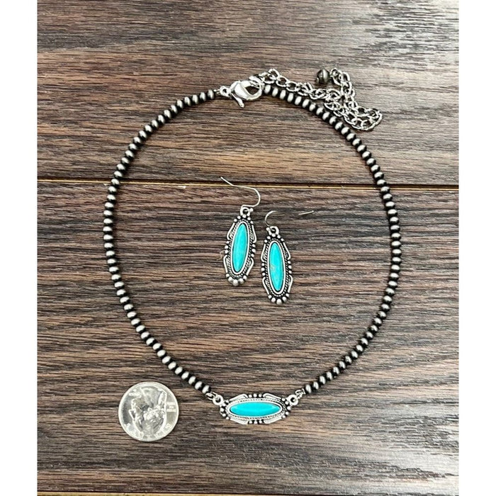 Turquoise Necklace Earrings Set