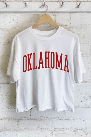 Oklahoma Puff Graphic Long Crop Top