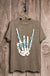 Skeleton Rock Hand Sign Graphic Top Lotus Fashion Collection