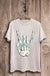 Skeleton Rock Hand Sign Graphic Top Lotus Fashion Collection