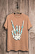 Skeleton Rock Hand Sign Graphic Top Lotus Fashion Collection