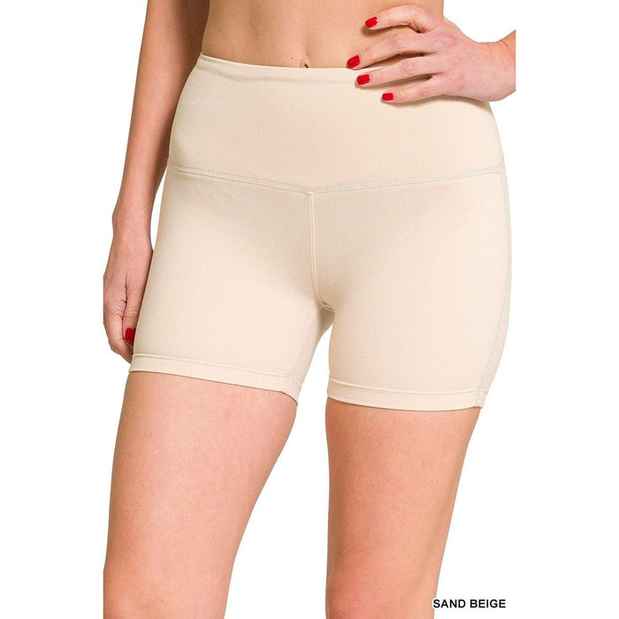 Brushed Microfiber Wide Waistband Biker Shorts