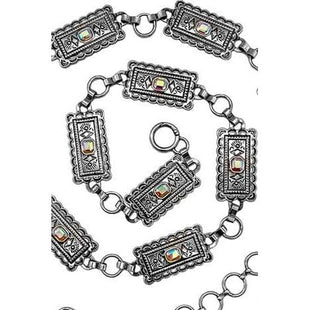 Western Aztec Glass Stone Bar Fashion Chain Belt
