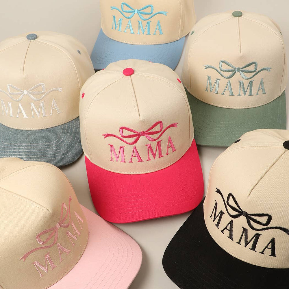 MAMA Ribbon Embroidered Two-Tone Trucker Hat Fashion City