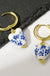 18K Gold Bow Huggie Hoop Earrings – Blue Ceramic Porcelain - LECCE