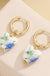 18K Gold Bow Huggie Hoop Earrings – Blue Ceramic Porcelain - LECCE