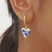 18K Gold Bow Huggie Hoop Earrings – Blue Ceramic Porcelain - LECCE
