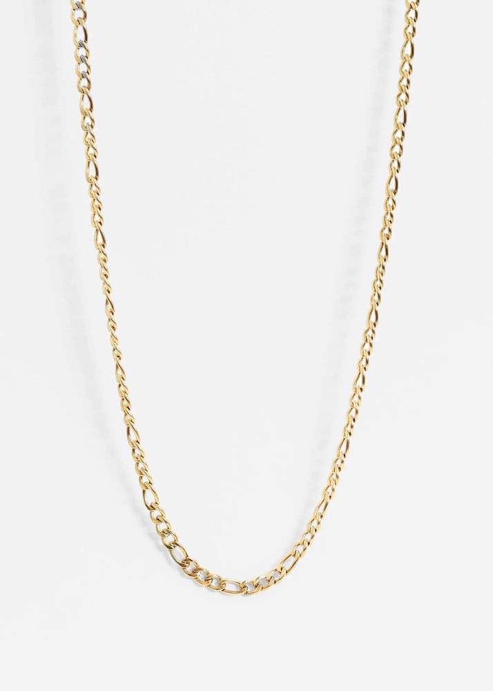 18K Gold Figaro Chain Necklace Stainless Steel - LECCE