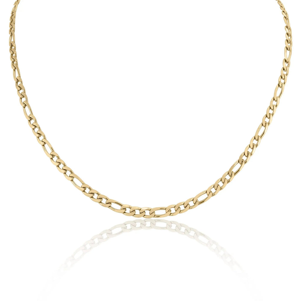 18K Gold Figaro Chain Necklace Stainless Steel - LECCE
