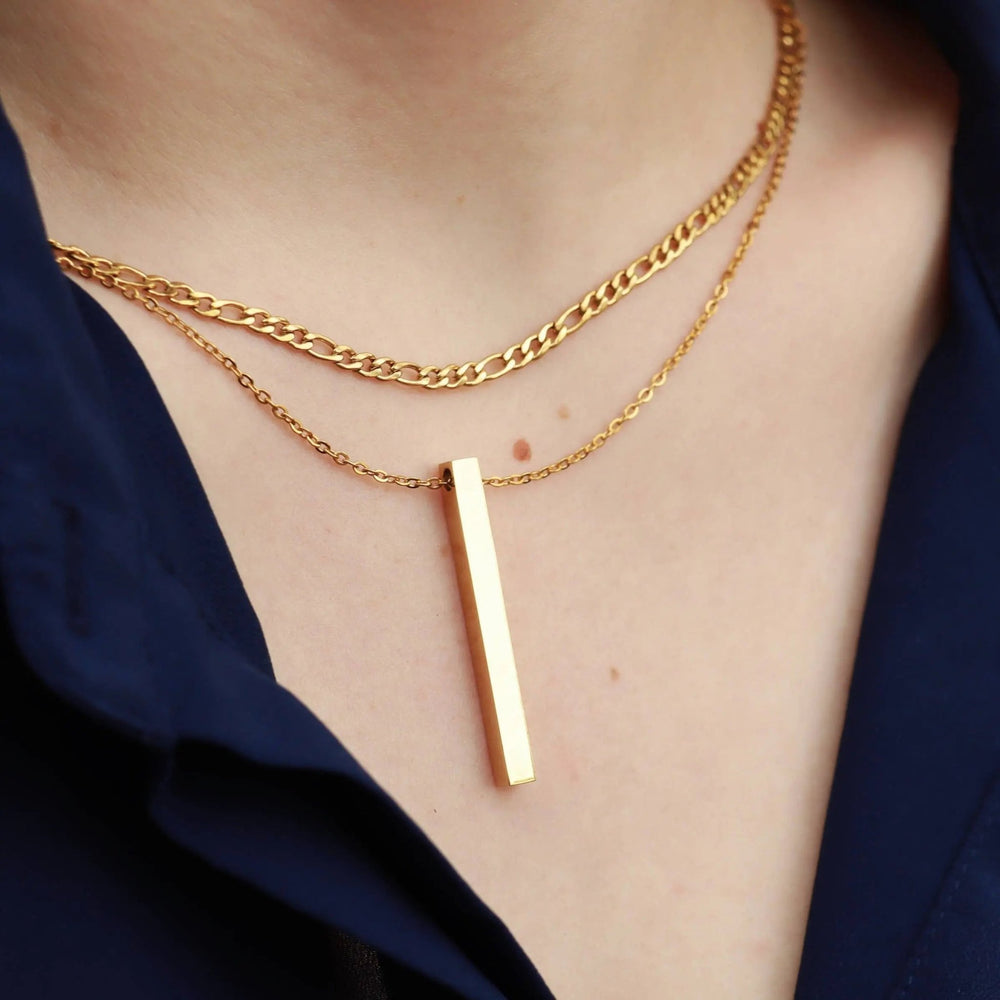 18K Gold Figaro Chain Necklace Stainless Steel - LECCE